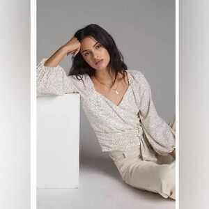 Anthropologie Sequin Wrap Top